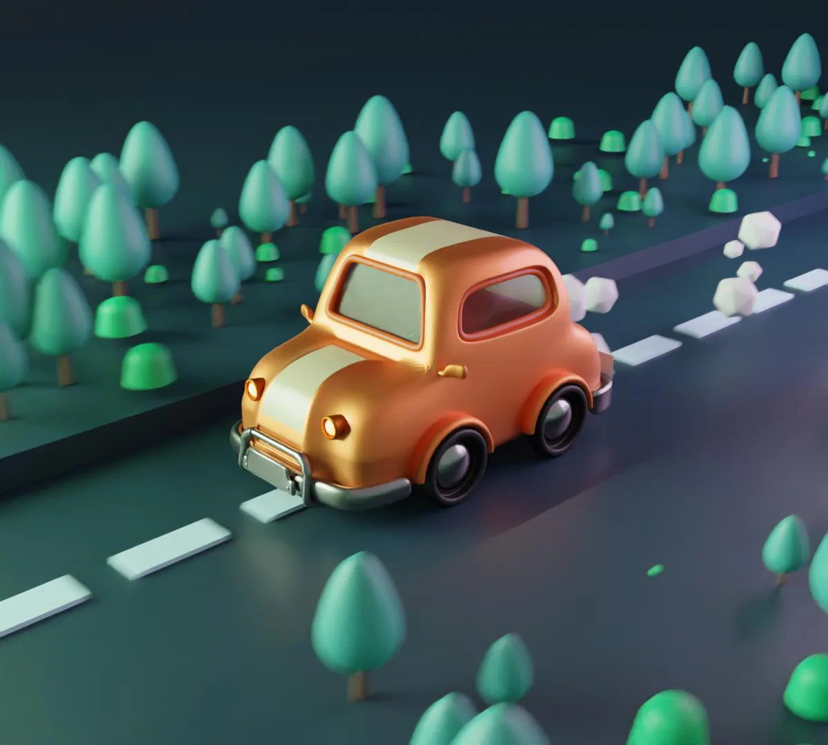 跑动的小车 3D 动画渲染成品画面